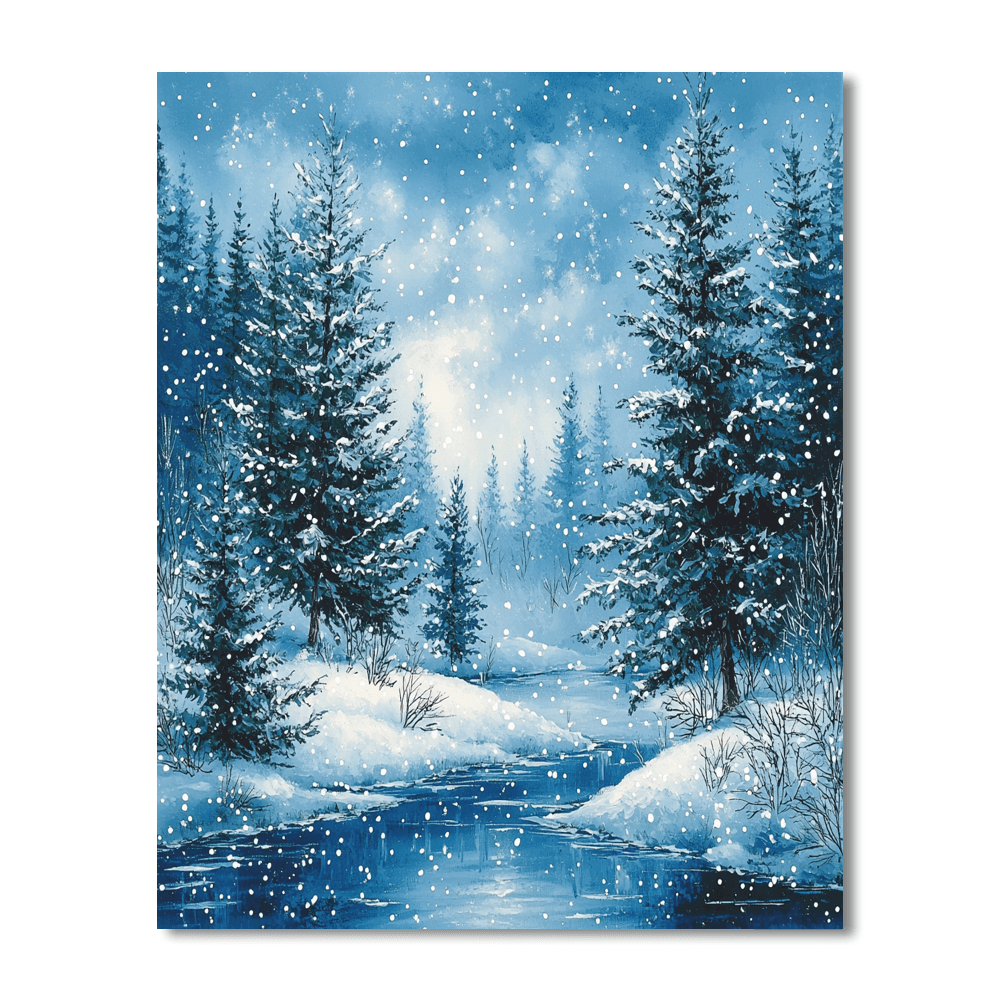 Bob Ross Inspired Winter Wonderland Serenity  Painting By Numbers Kit