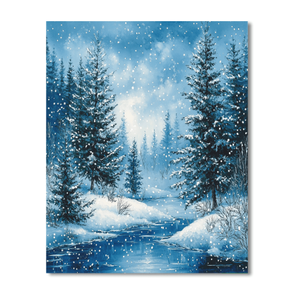 Bob Ross Inspired Winter Wonderland Serenity  Painting By Numbers Kit