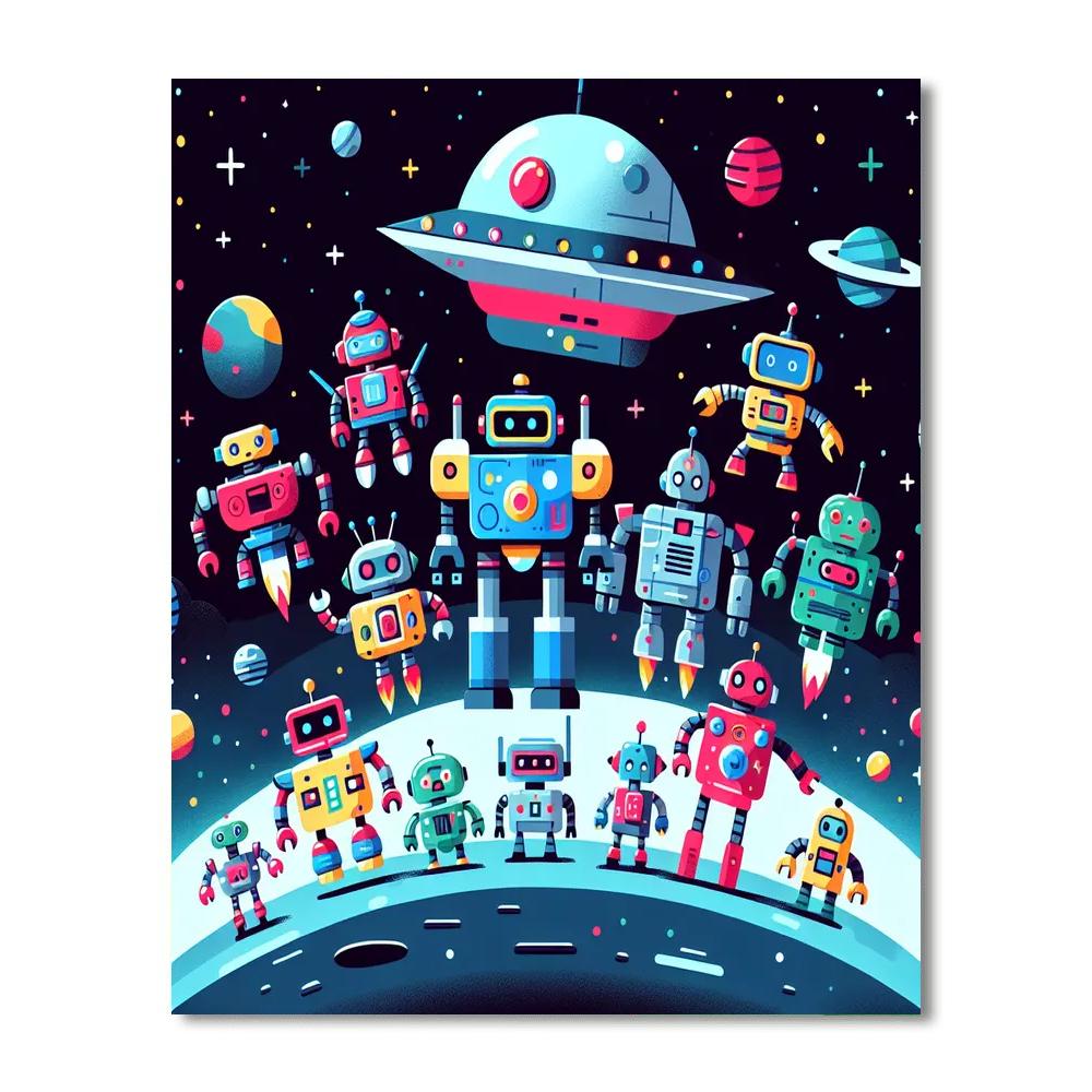 Cosmic Robot Rescue Numbered Painting Kits