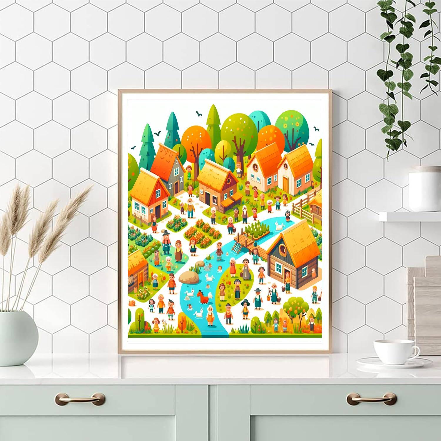 Vibrant Village Vignettes Painting By Numbers Kit