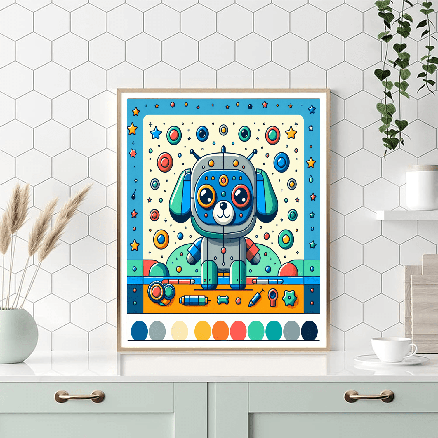 Happy Robot Dog Paint By Numbers Art