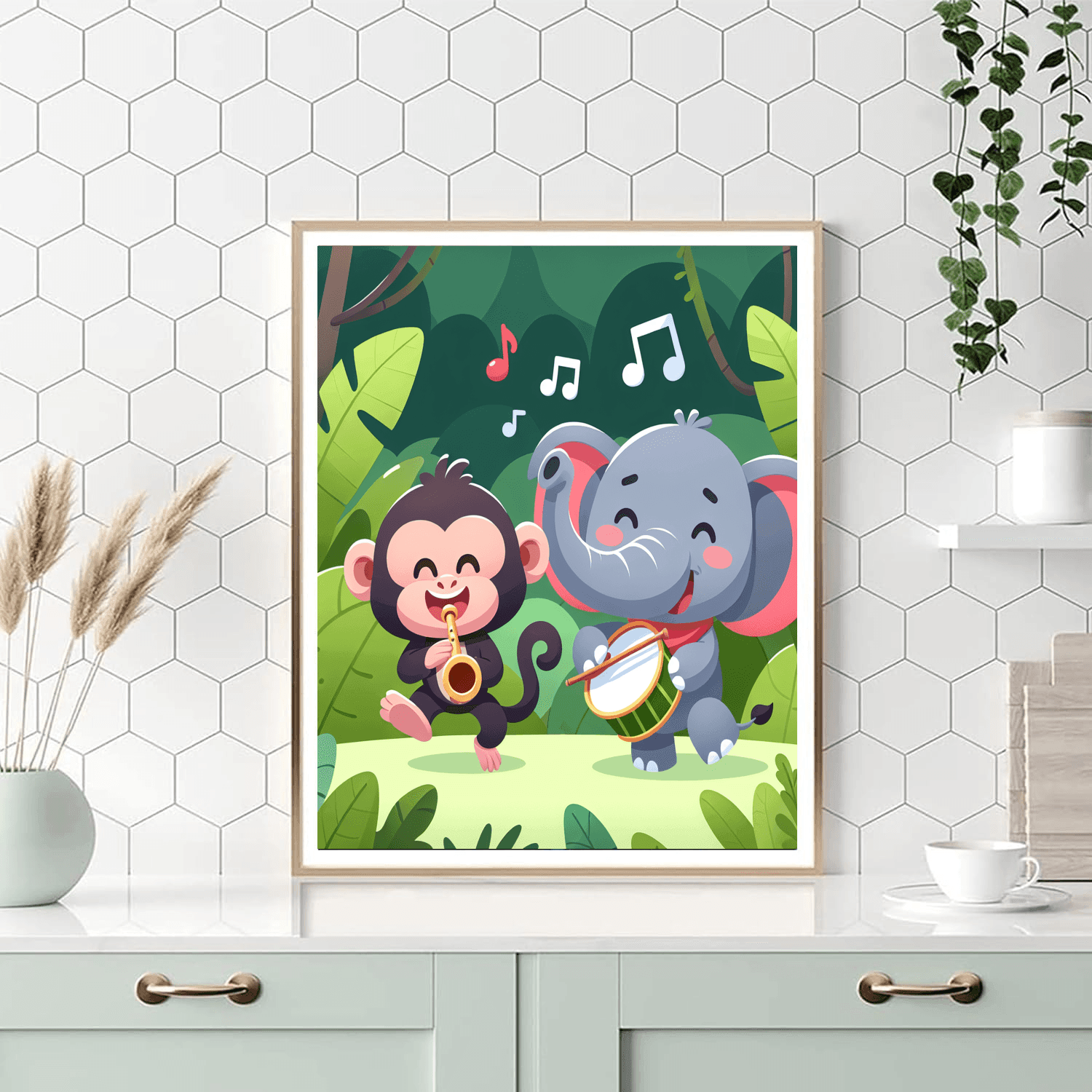 Musical Jungle Band Number Painting