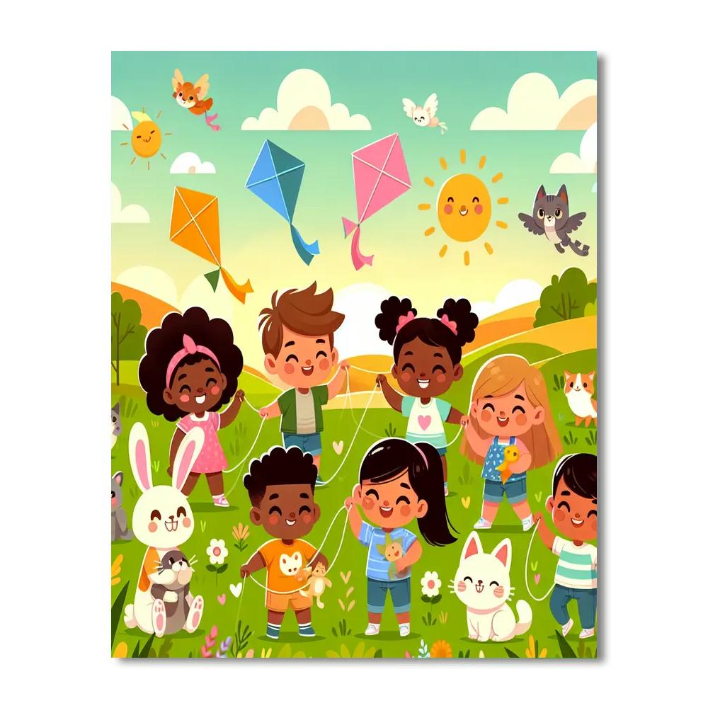 Colorful Kite Carnival Painting By Numbers Kit