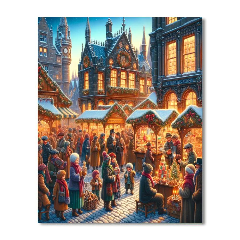 Edinburgh Christmas Market - Scotland Numbered Painting Kits