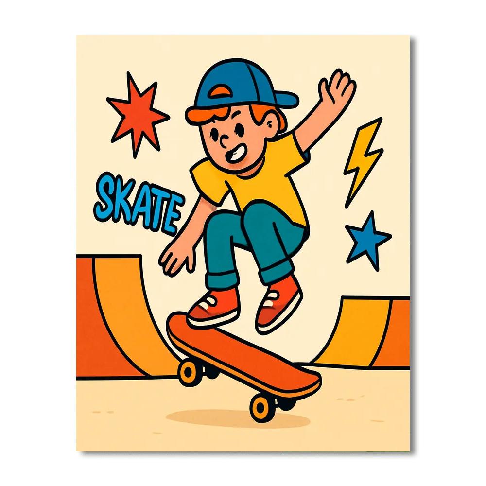 Cool Skateboarder Painting By Numbers Kit