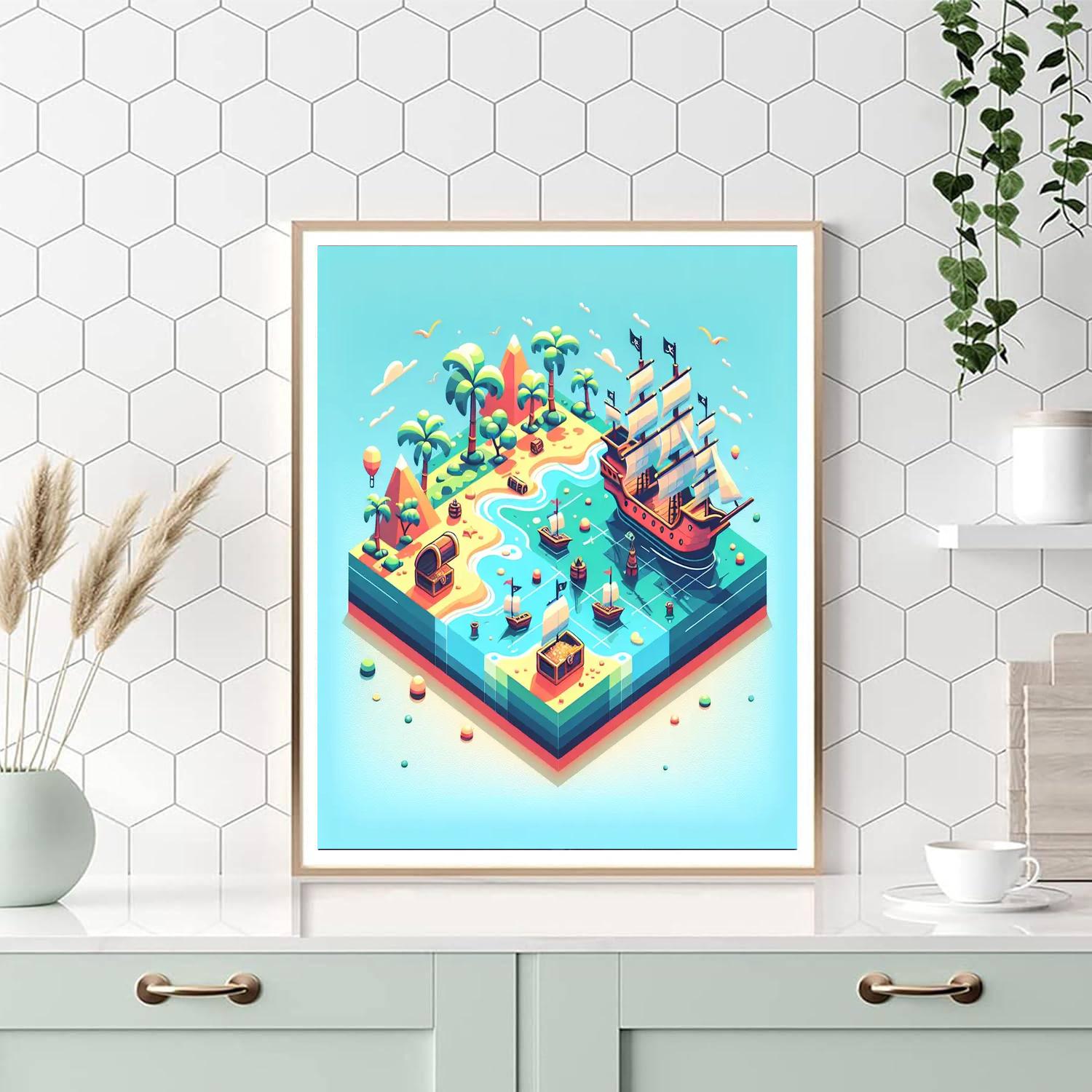 Adventure Island With Pirate Ships Paint By Numbers Kits