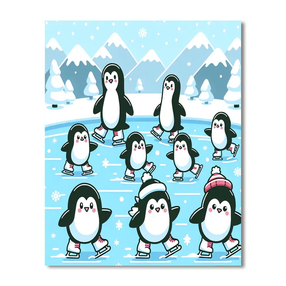 Penguin Ice Skating Party Numbered Painting Kits
