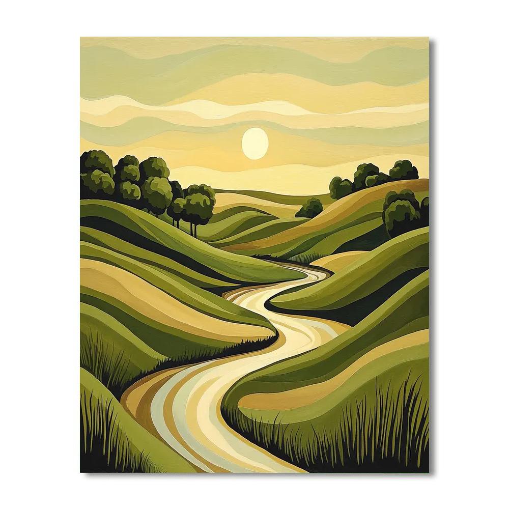 Nandalal Bose Inspired Whispers Of Verdant Vistas  Painting Number Kit