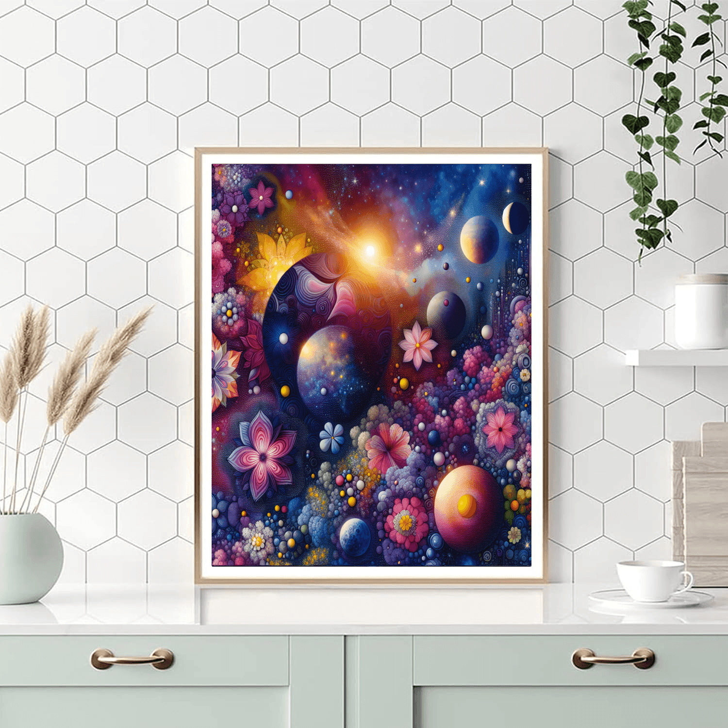 Galactic Garden Blooms Number Painting