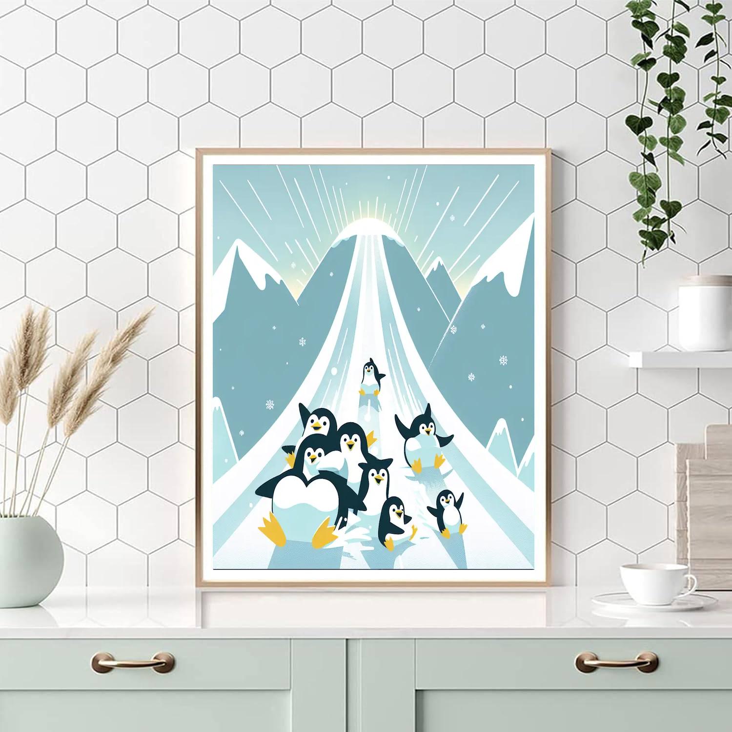 Penguin's Ice Slide Painting By Numbers Kit