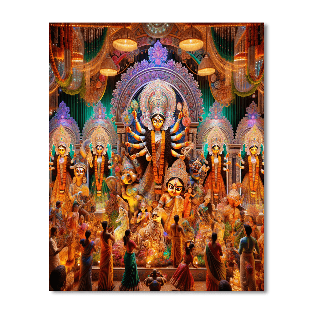 Durga Puja - Kolkata, India Painting Number Kit