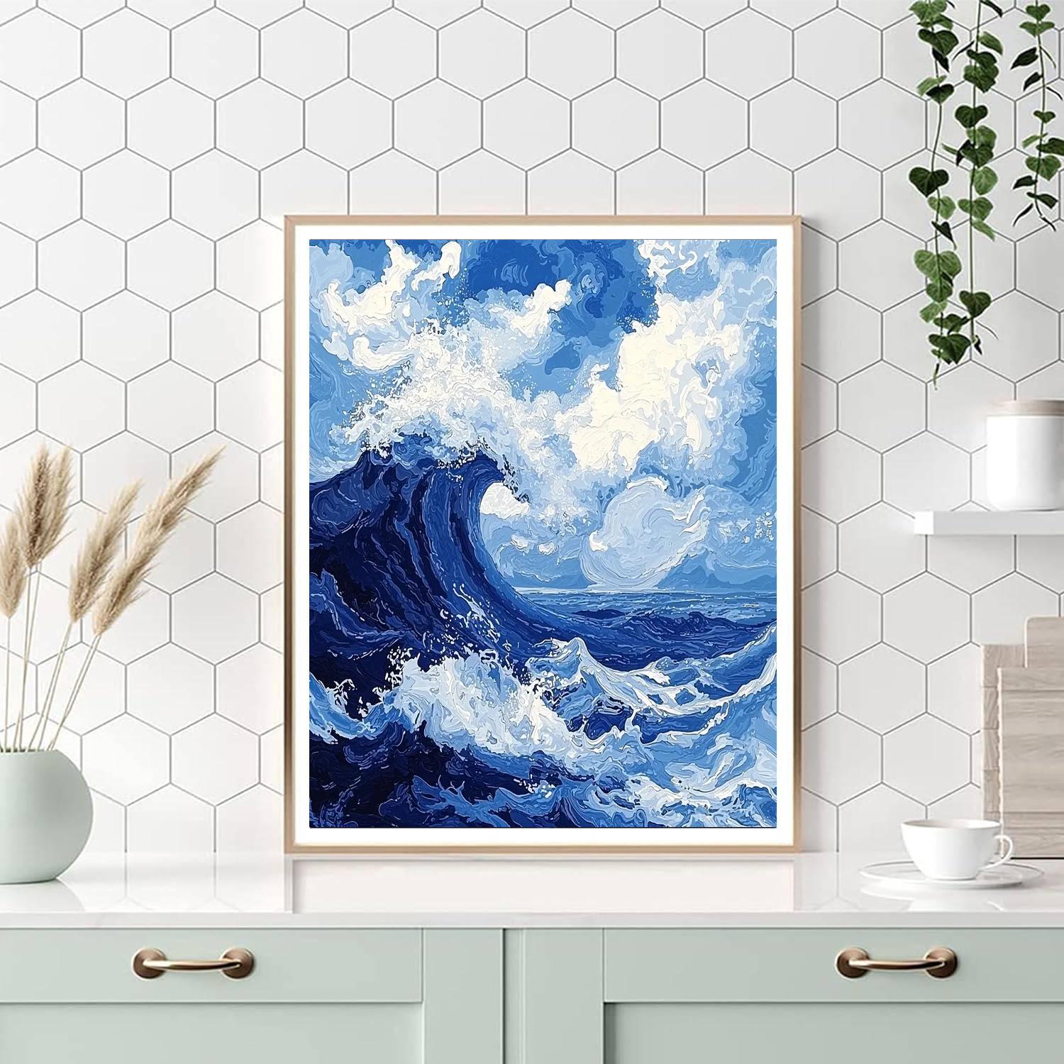 Katsushika Hokusai Inspired Ethereal Seascape  Paint By Number