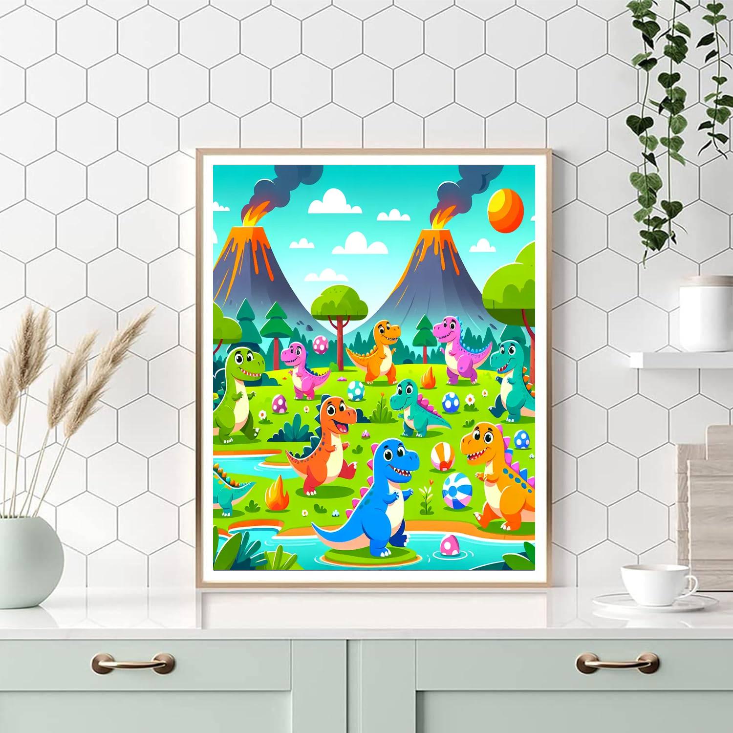 Brave Dinosaurs Paint By Numbers Art