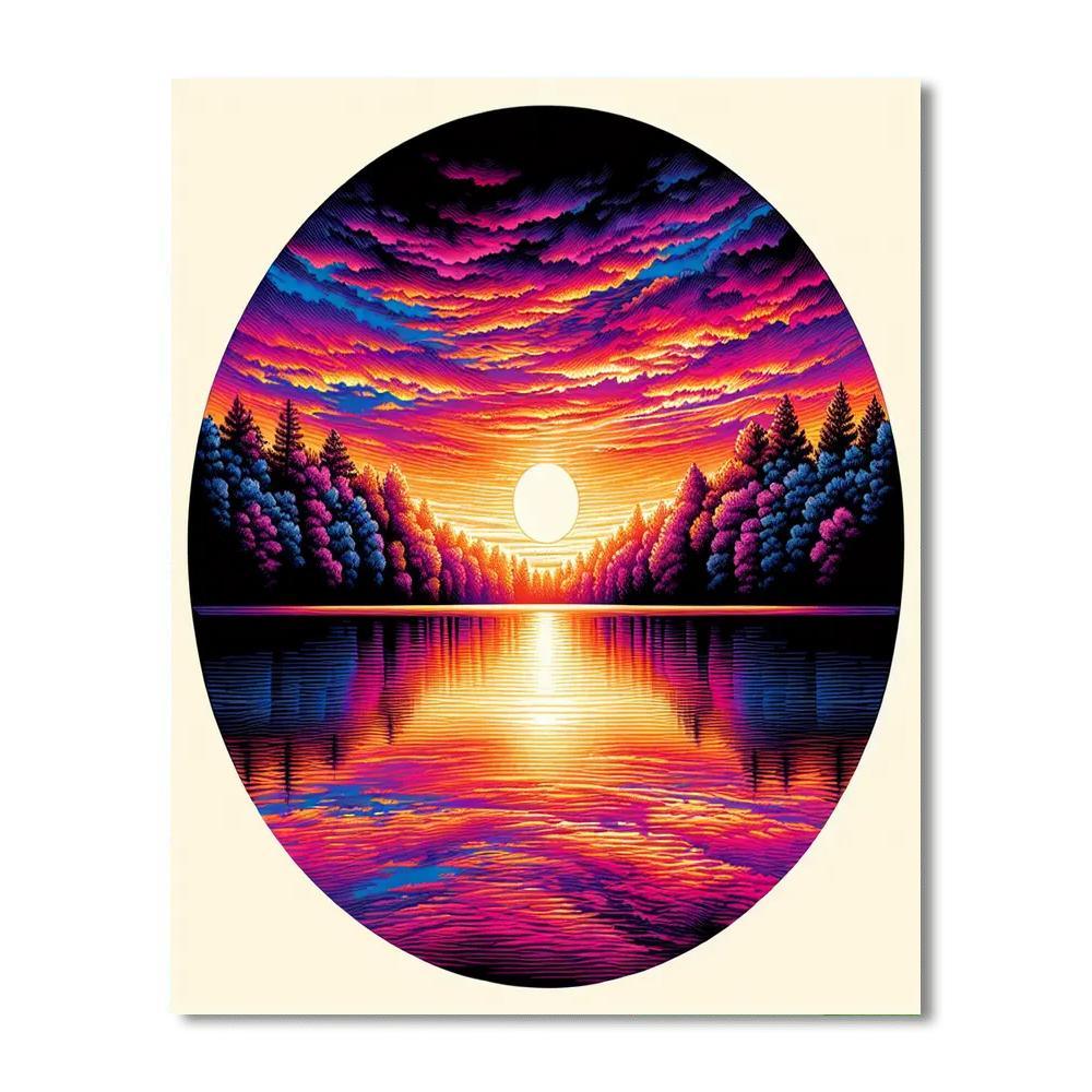 Enchanting Sunset Over Lake Paint By Number