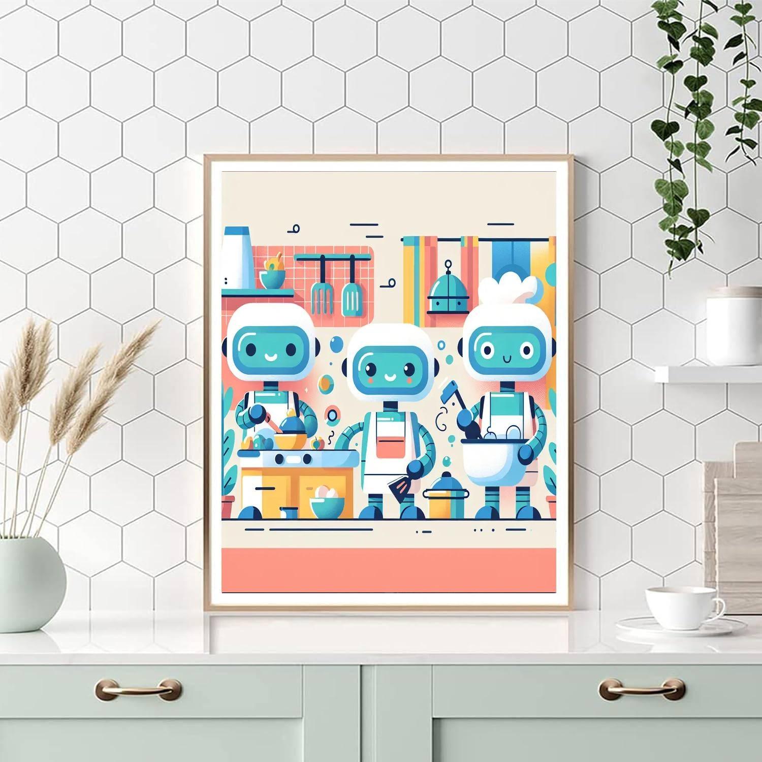 Robot Helpers In Action Painting Number Kit