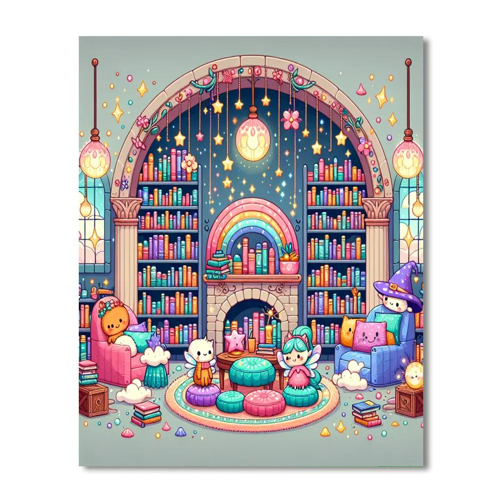 Journey Through A Magical Library Number Painting