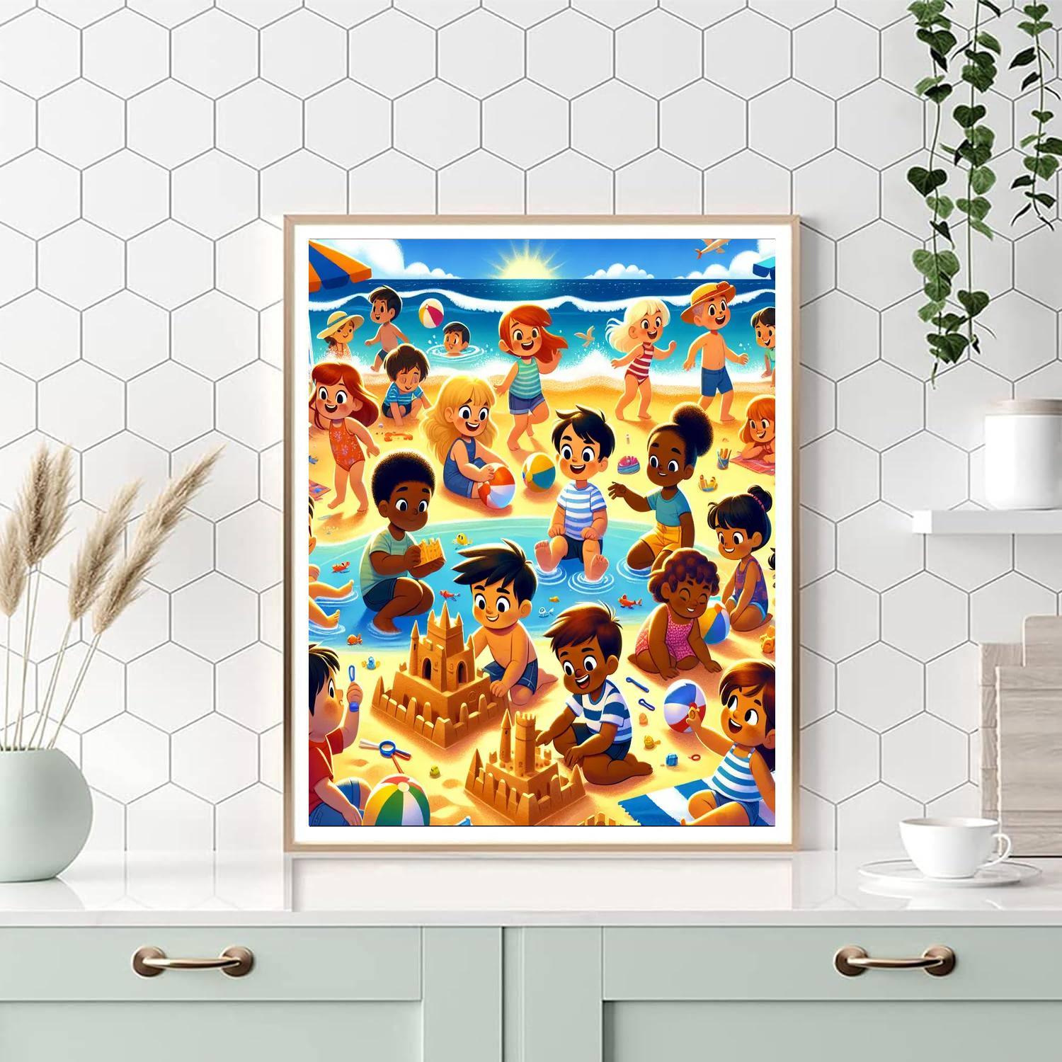 Sun-kissed Beach For Kids Numbered Painting Kits
