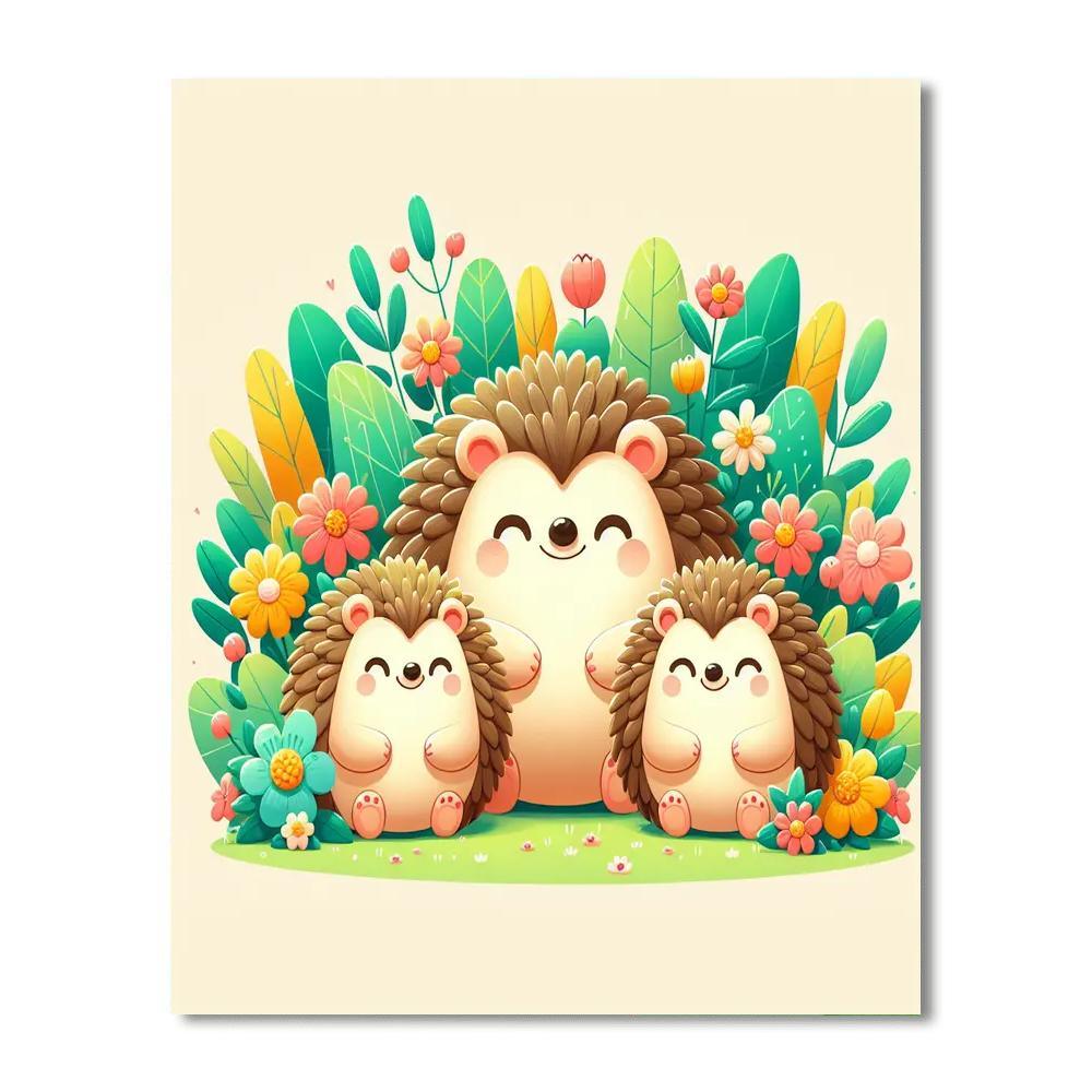Cheerful Hedgehog Family Painting By Numbers Kit
