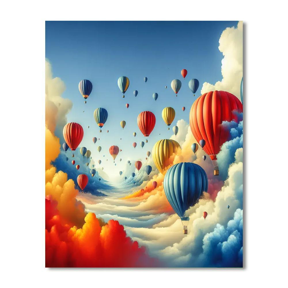 Fanciful Hot Air Balloon Journey Painting Number Kit