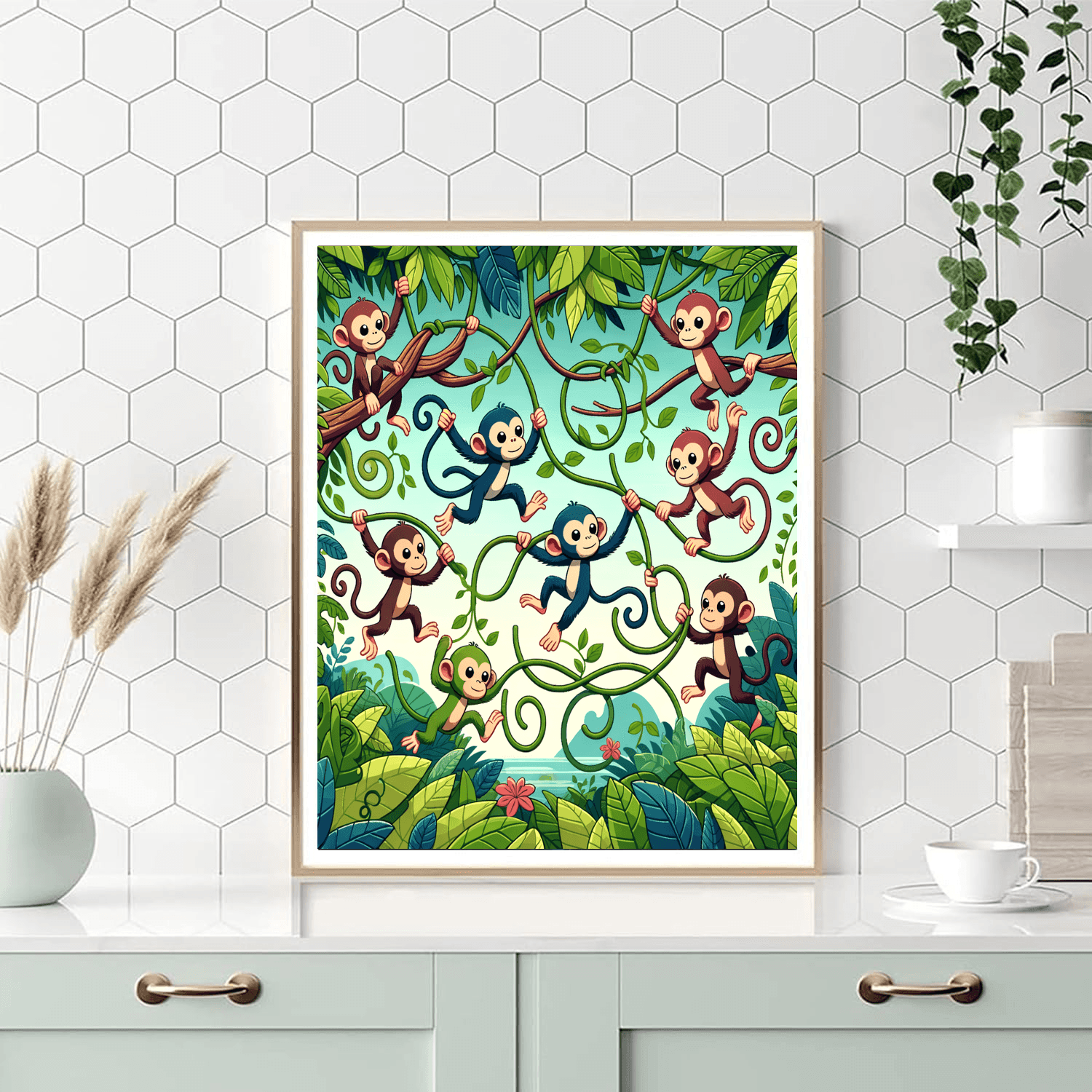 Jungle Monkey Mischief DIY Paint By Numbers