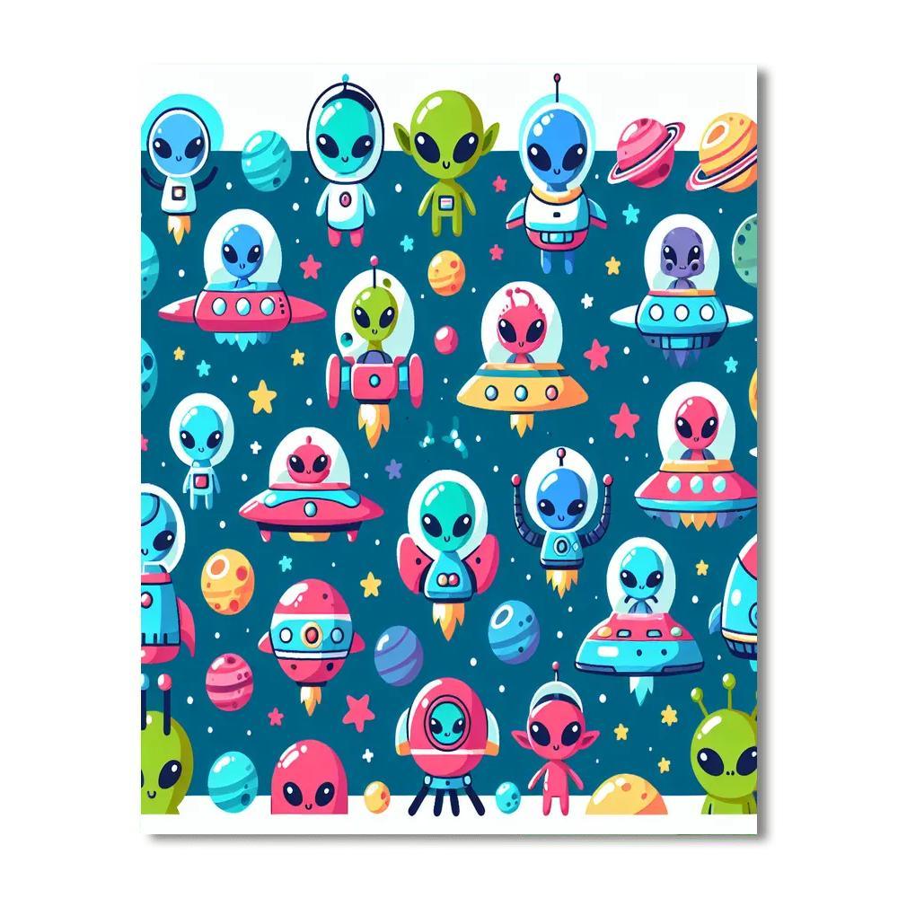 Friendly Alien Galaxy Paint By Numbers Kits
