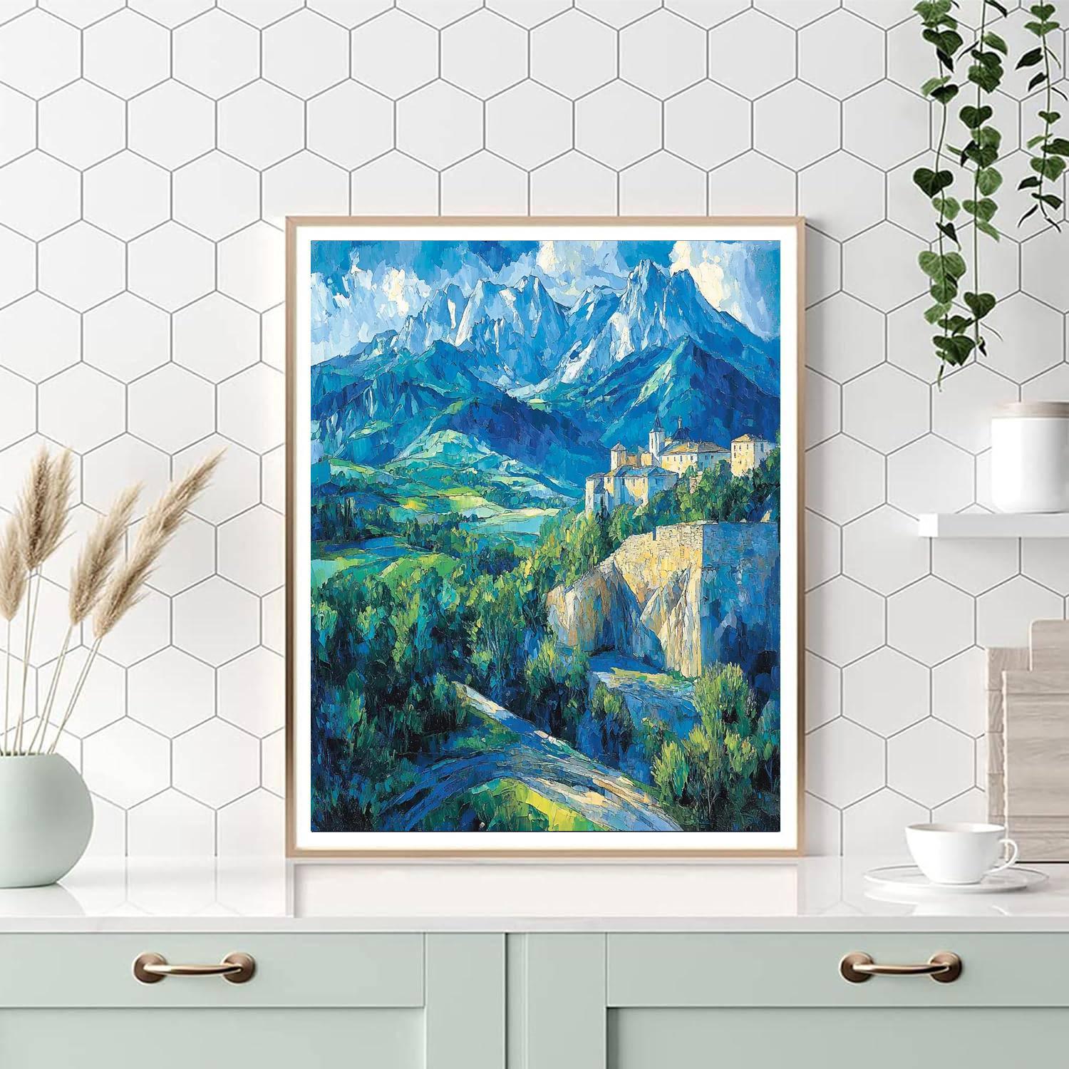 Paul Cézanne Inspired Geometric Mountain Vista  Paint By Number