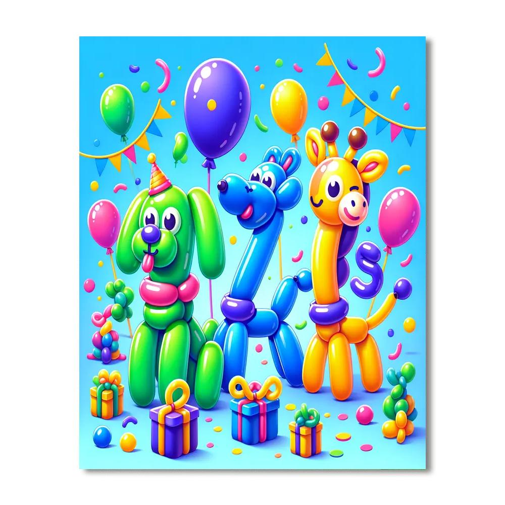 Joyful Balloon Animal Party Numbered Painting Kits