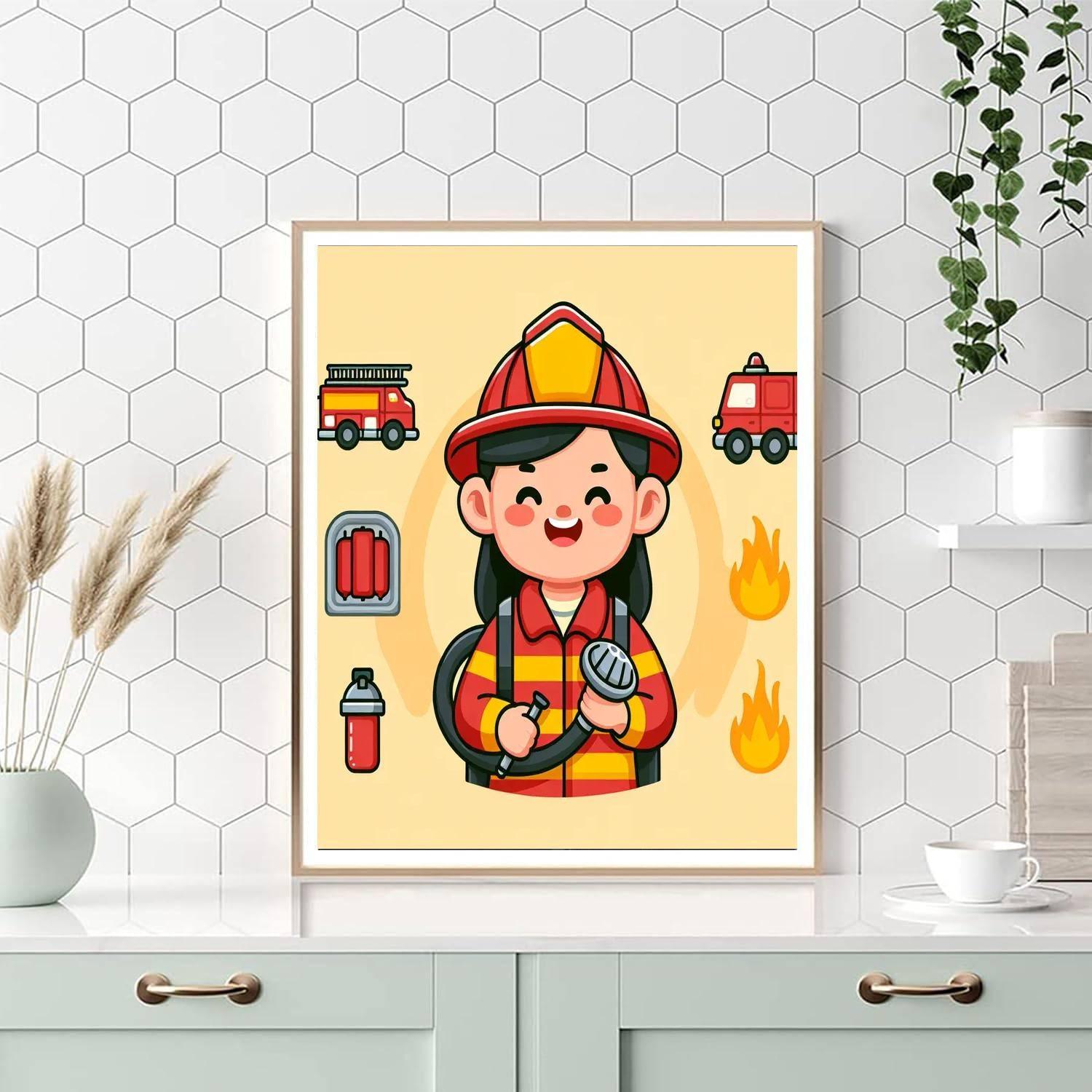 Joyful Firefighter DIY Paint By Numbers