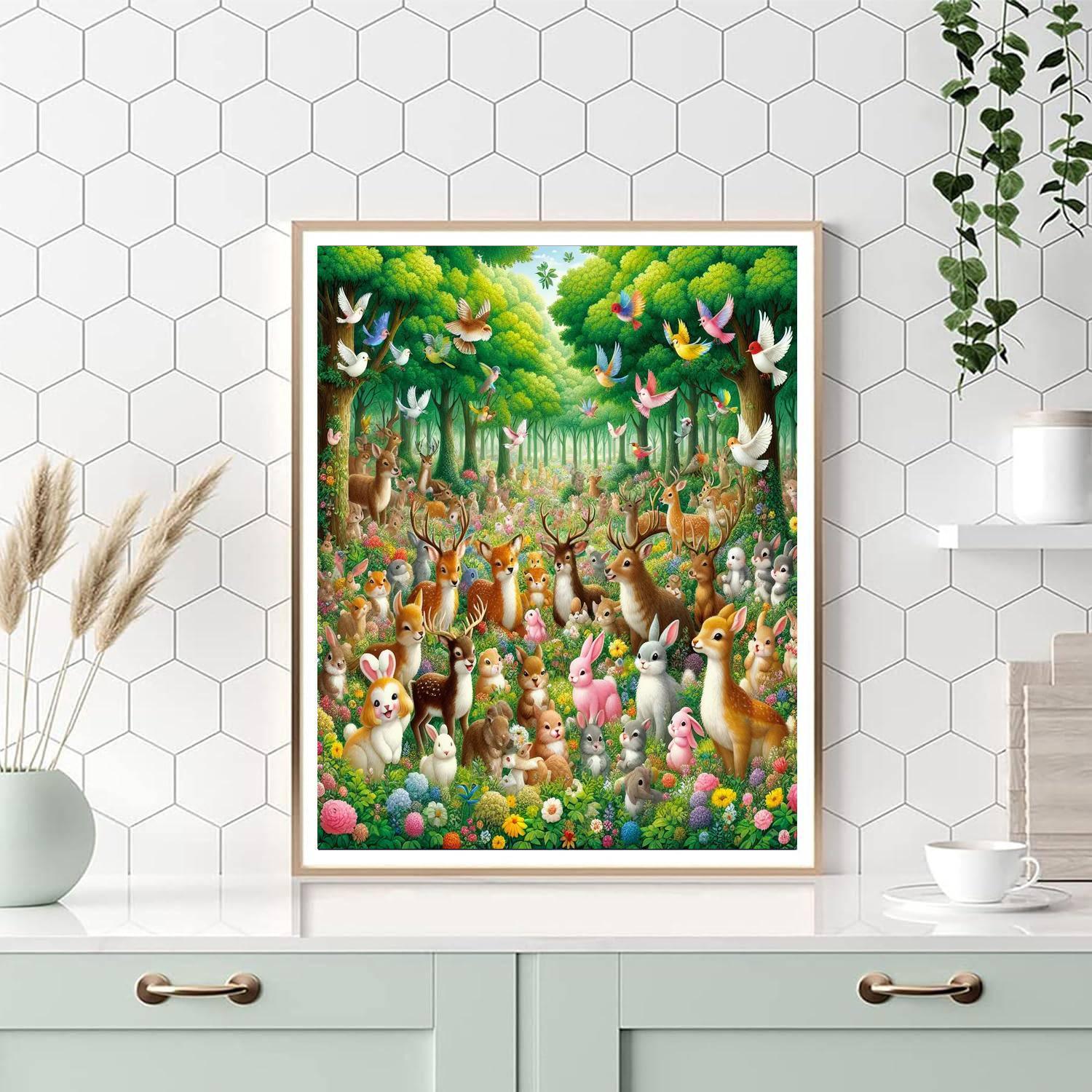 Cheerful Forest Gathering Paint By Numbers Art