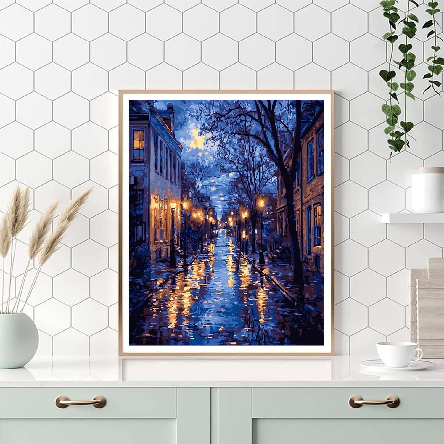 Edward Hopper Inspired Nocturnal Citylights Glow  Paint By Color