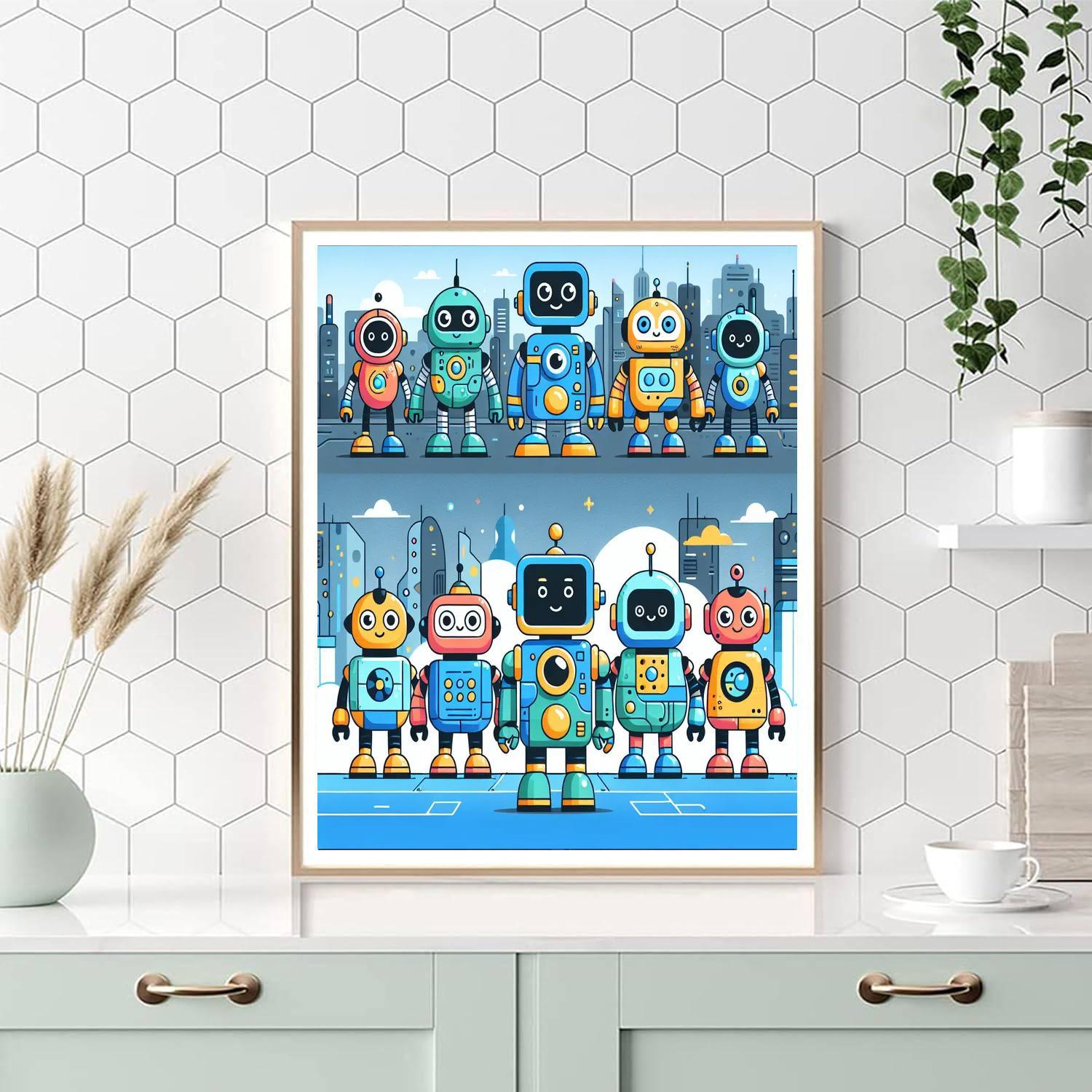 Robot Adventure Land Painting By Numbers Kit