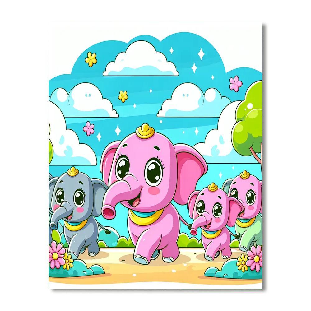 Playful Elephant Parade Paint By Numbers Kits