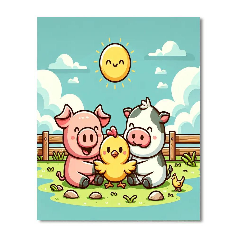 Cuddly Farm Animals Paint By Color