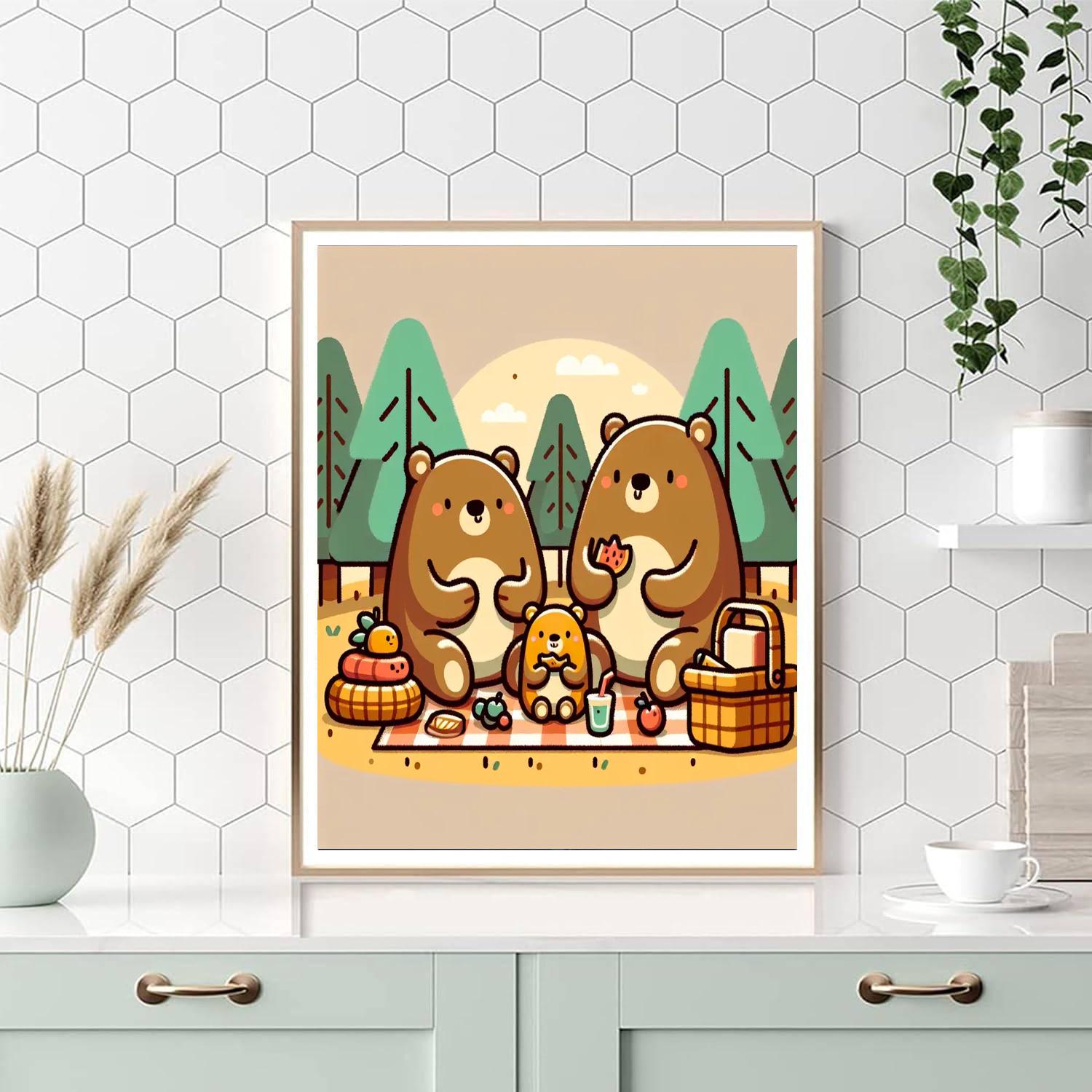 Blissful Bear Picnic Painting Number Kit