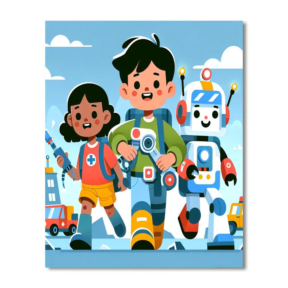 Robo Rescuers Number Painting