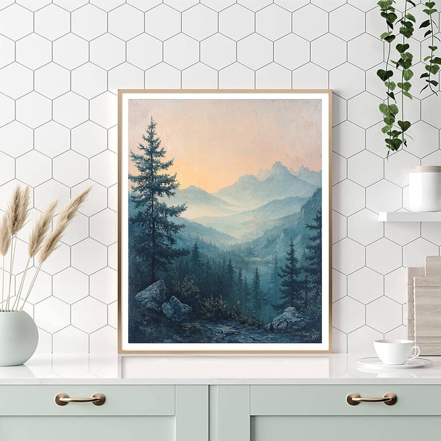 Caspar David Friedrich Inspired Dreamscape Mountain View  Number Painting