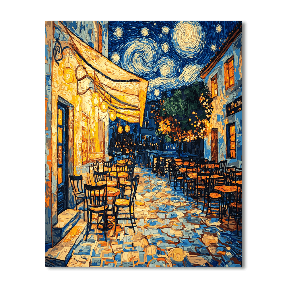 Vincent Van Gogh Inspired Café Vibes  Paint By Numbers Art