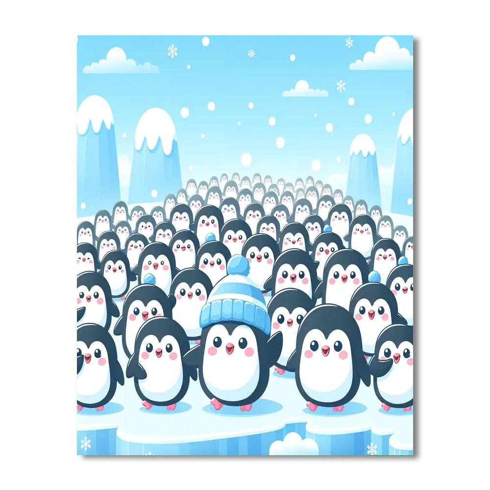 Cuddly Penguin Parade Paint By Numbers Art