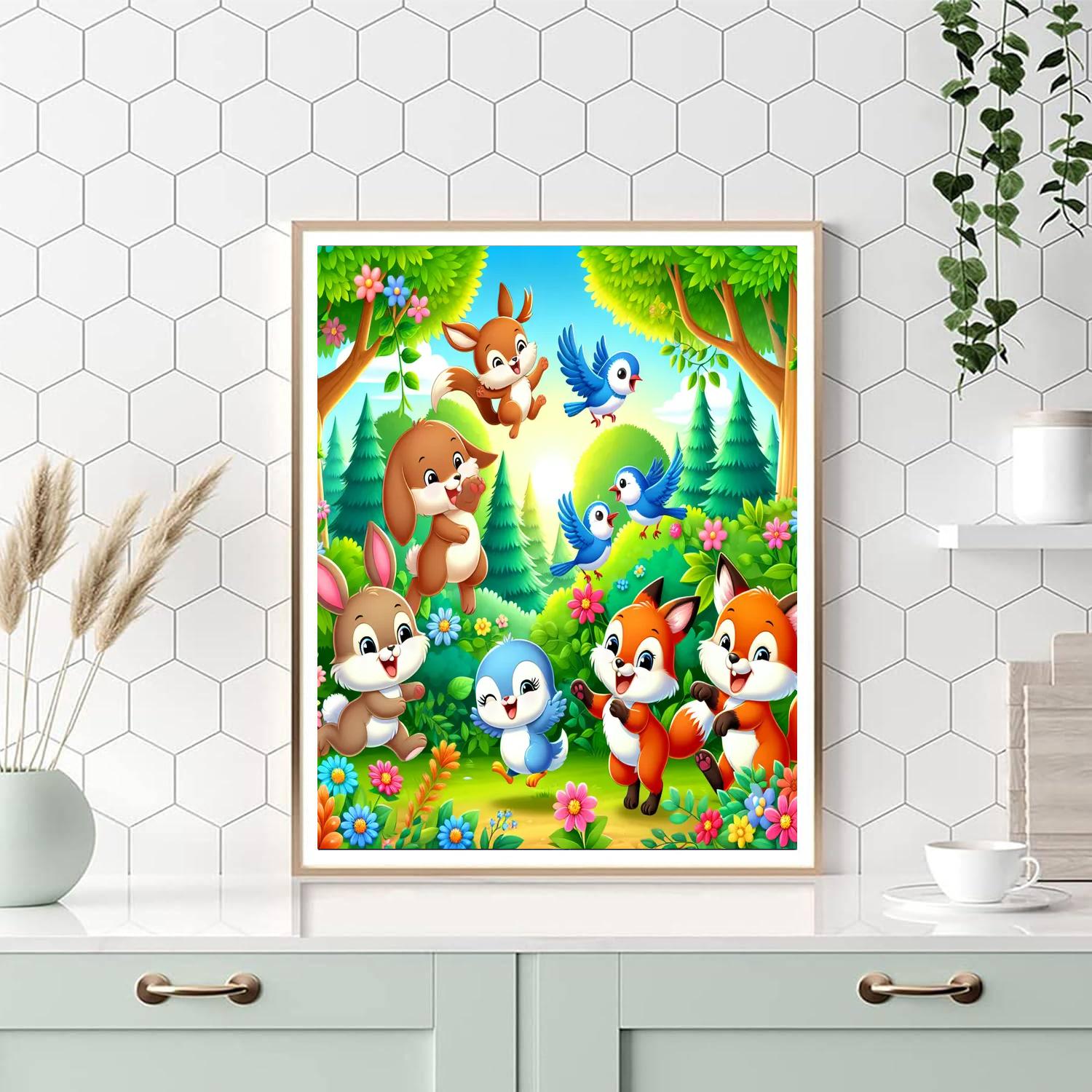 Cuddly Creatures In The Woods DIY Paint By Numbers