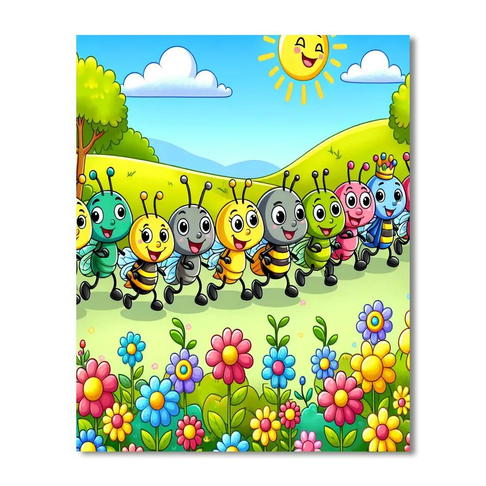 Colorful Bug Safari Paint By Numbers Art