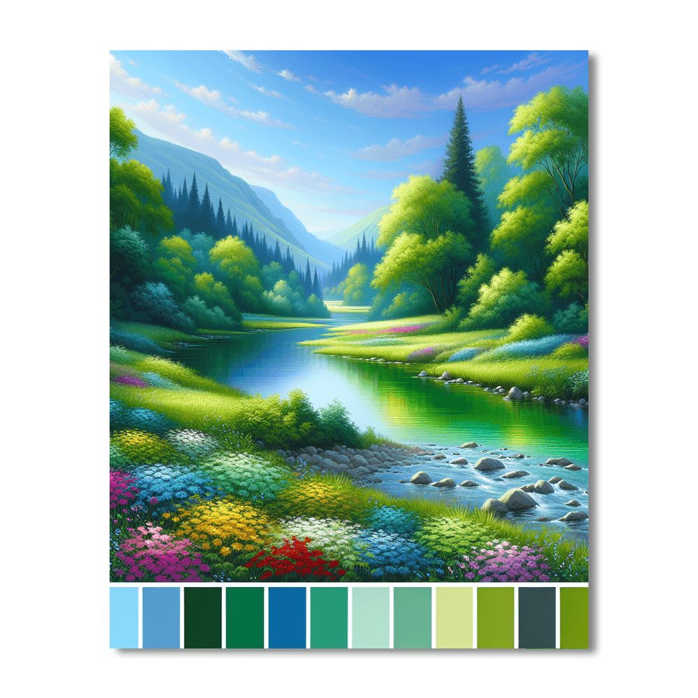 Gentle River Flow Painting Number Kit