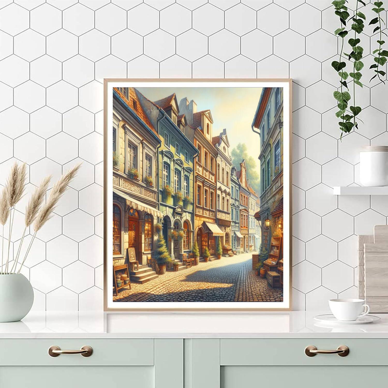 Charming Old Town Streets DIY Paint By Numbers