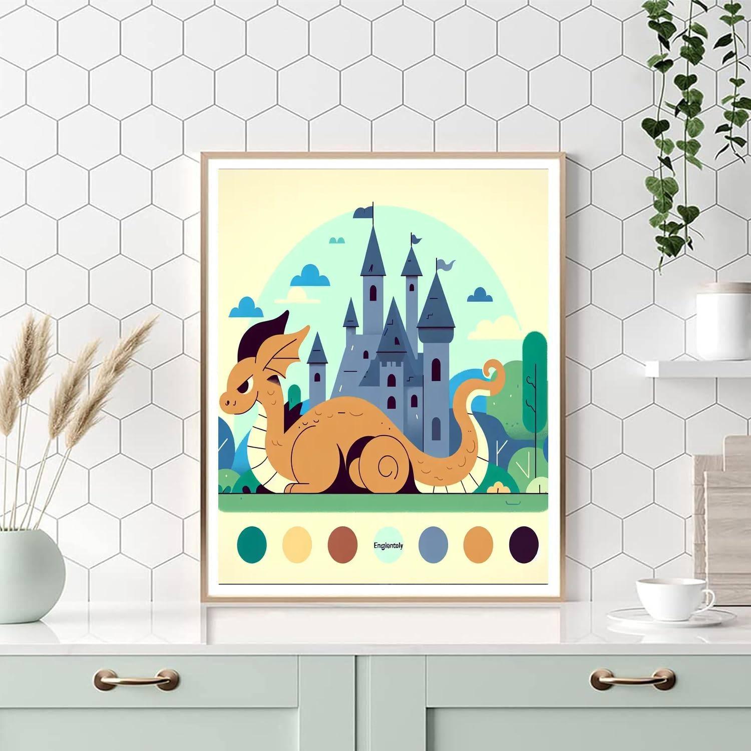 Friendly Dragon's Castle Quest Paint By Numbers