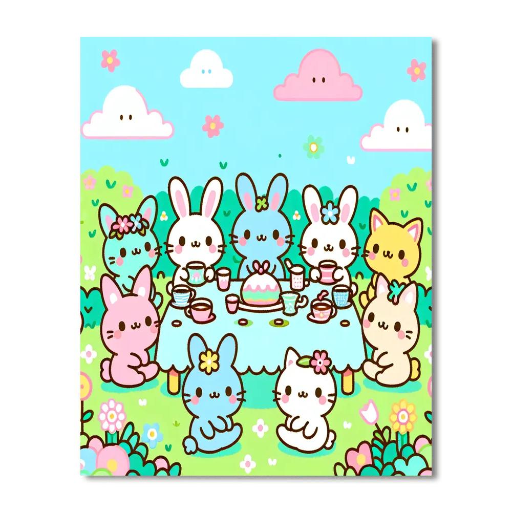 Furry Friends Tea Party Painting By Numbers Kit