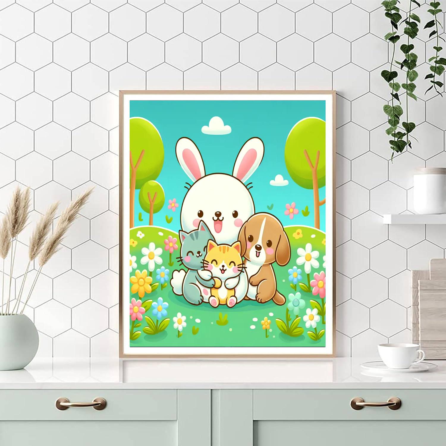 Colorful Critter Cuddles Painting Number Kit