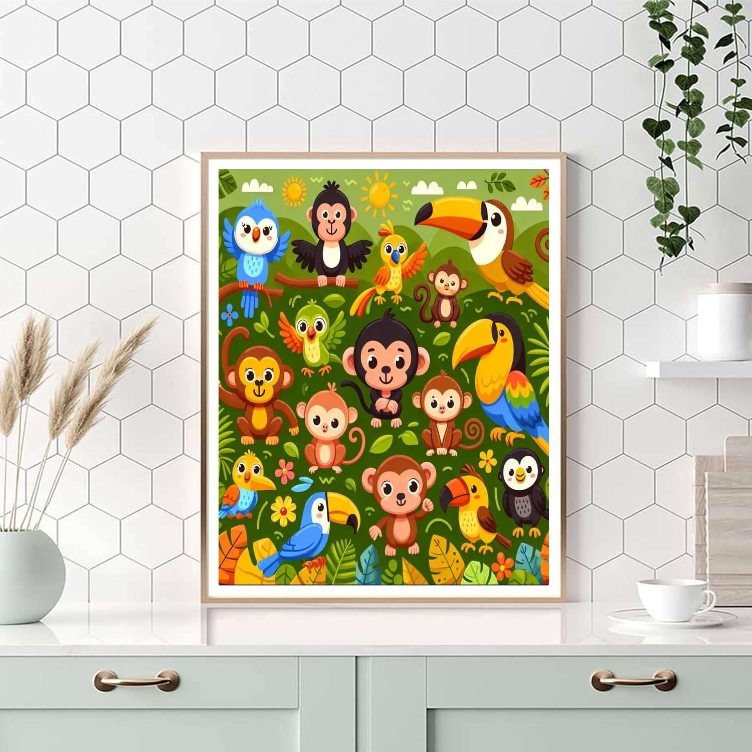 Festive Jungle Jamboree Paint By Numbers Art
