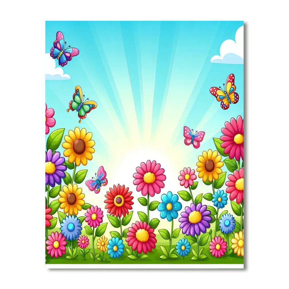 Rainbow Garden Of Butterflies DIY Paint By Numbers