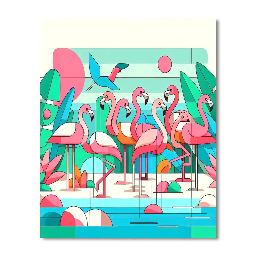 Fantasy Flamingo Flock Paint By Numbers