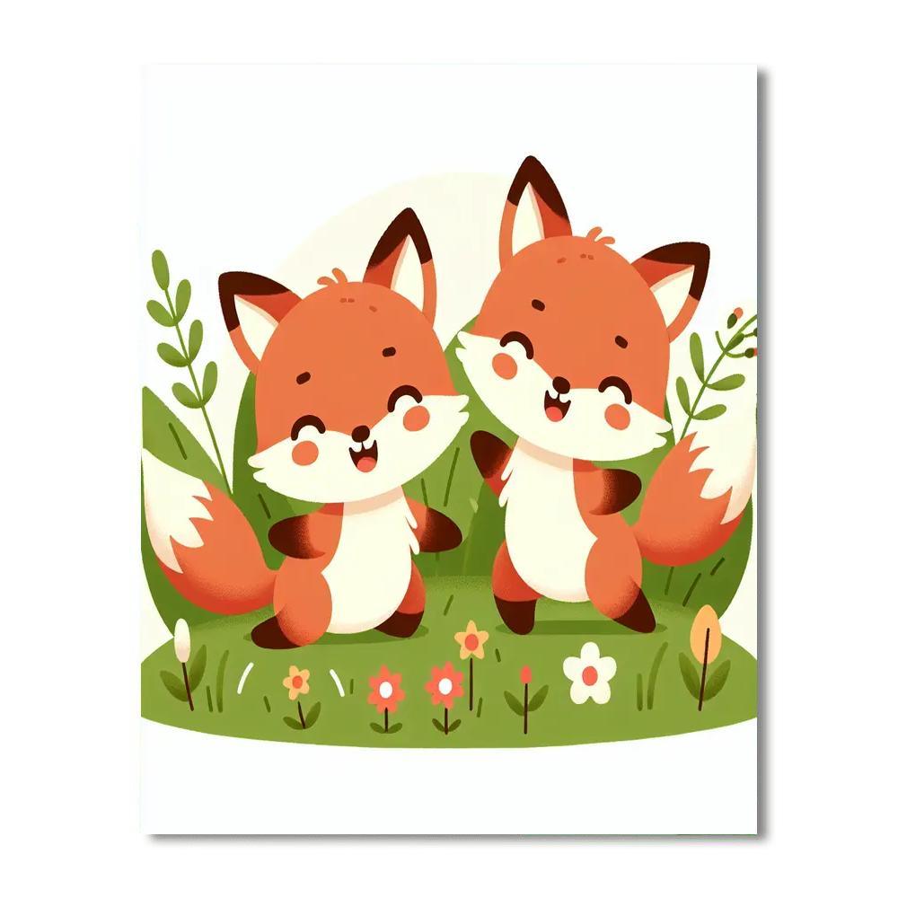 Cute Baby Foxes Paint By Numbers Art
