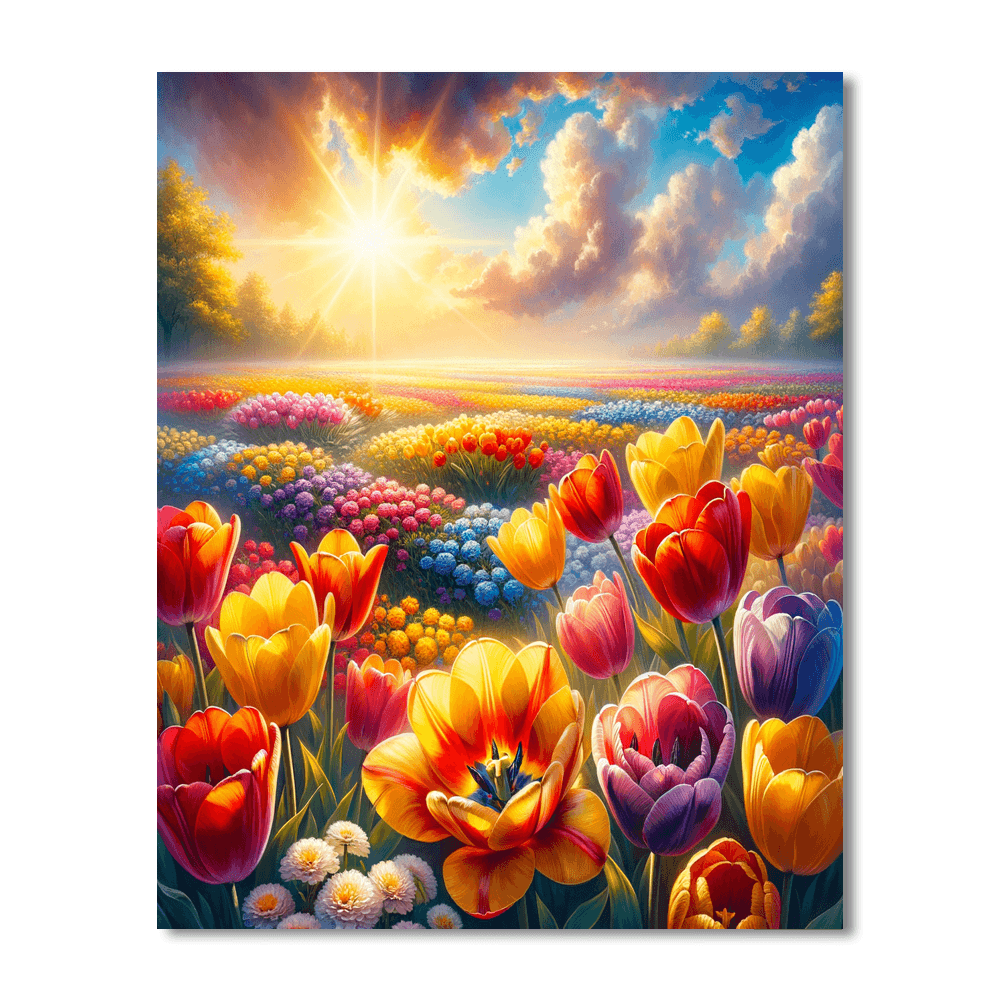 Bright And Breezy Tulip Field Numbered Painting Kits